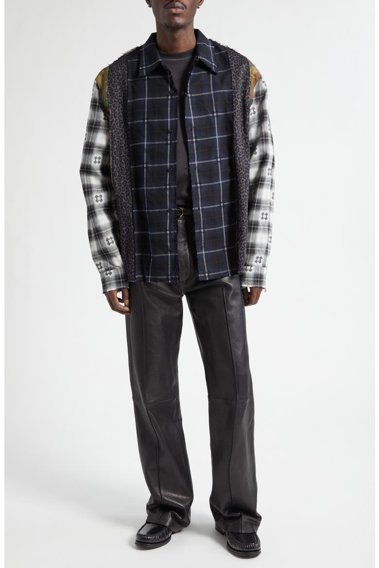 Spliced MA Quad Flannel Button-Up Shirt, Alternate, color, MIDNIGHT BLUE