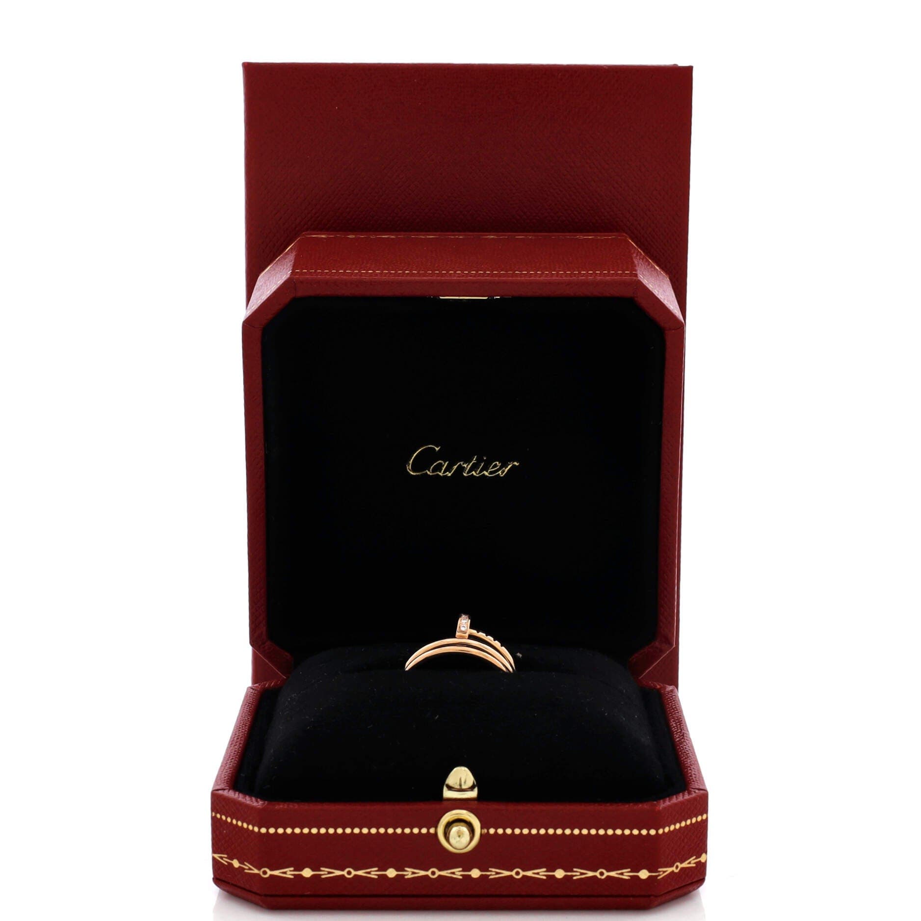 Pre-Owned Cartier Juste un Clou Double Ring 18K Rose Gold and Diamonds ...