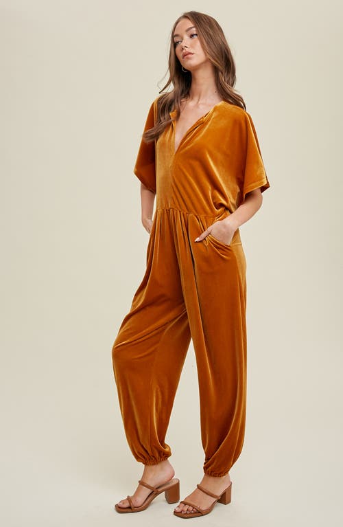 Shop Wishlist Dolman Sleeve Velour Jumpsuit In Gold