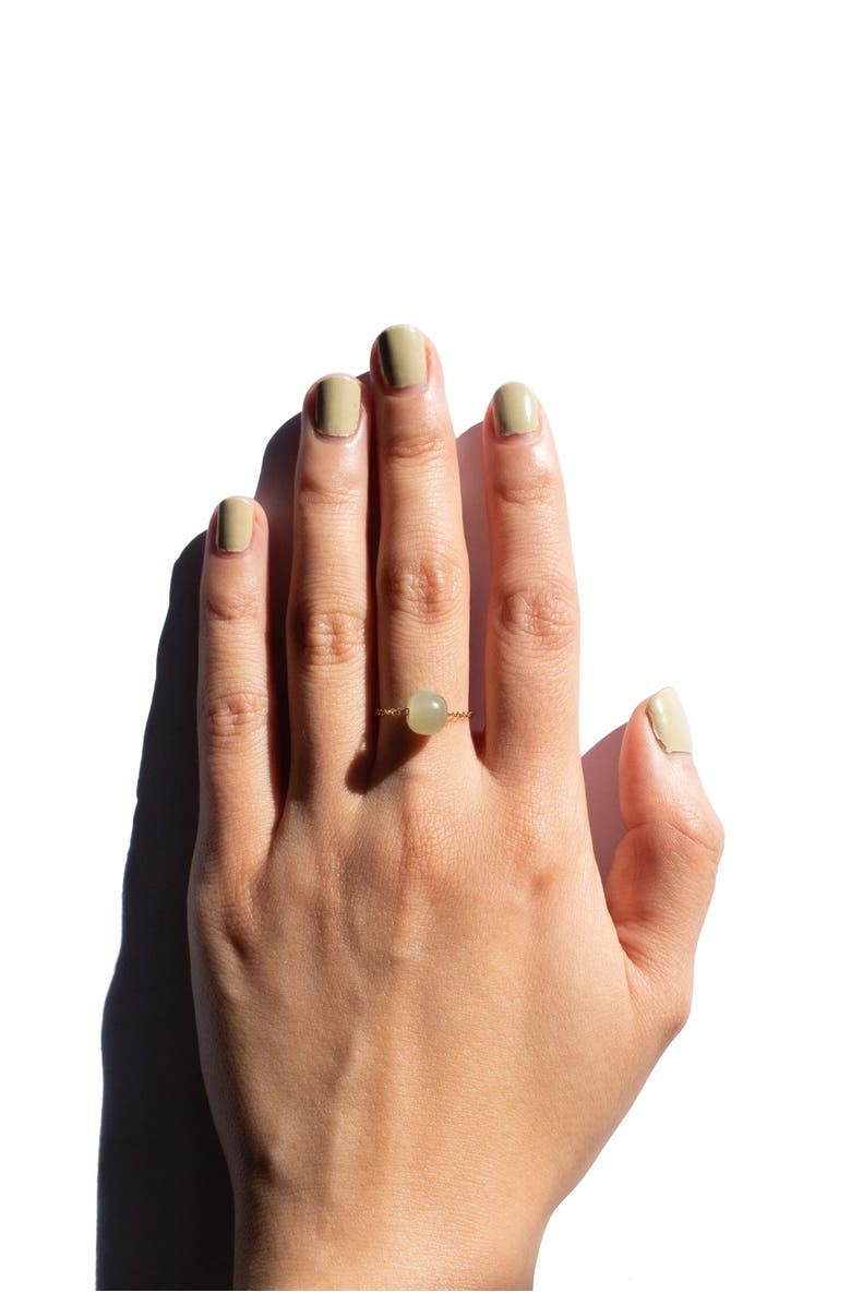 seree Zodiac collection Libra Skinny gold chain jade ring, Alternate, color, Light Green