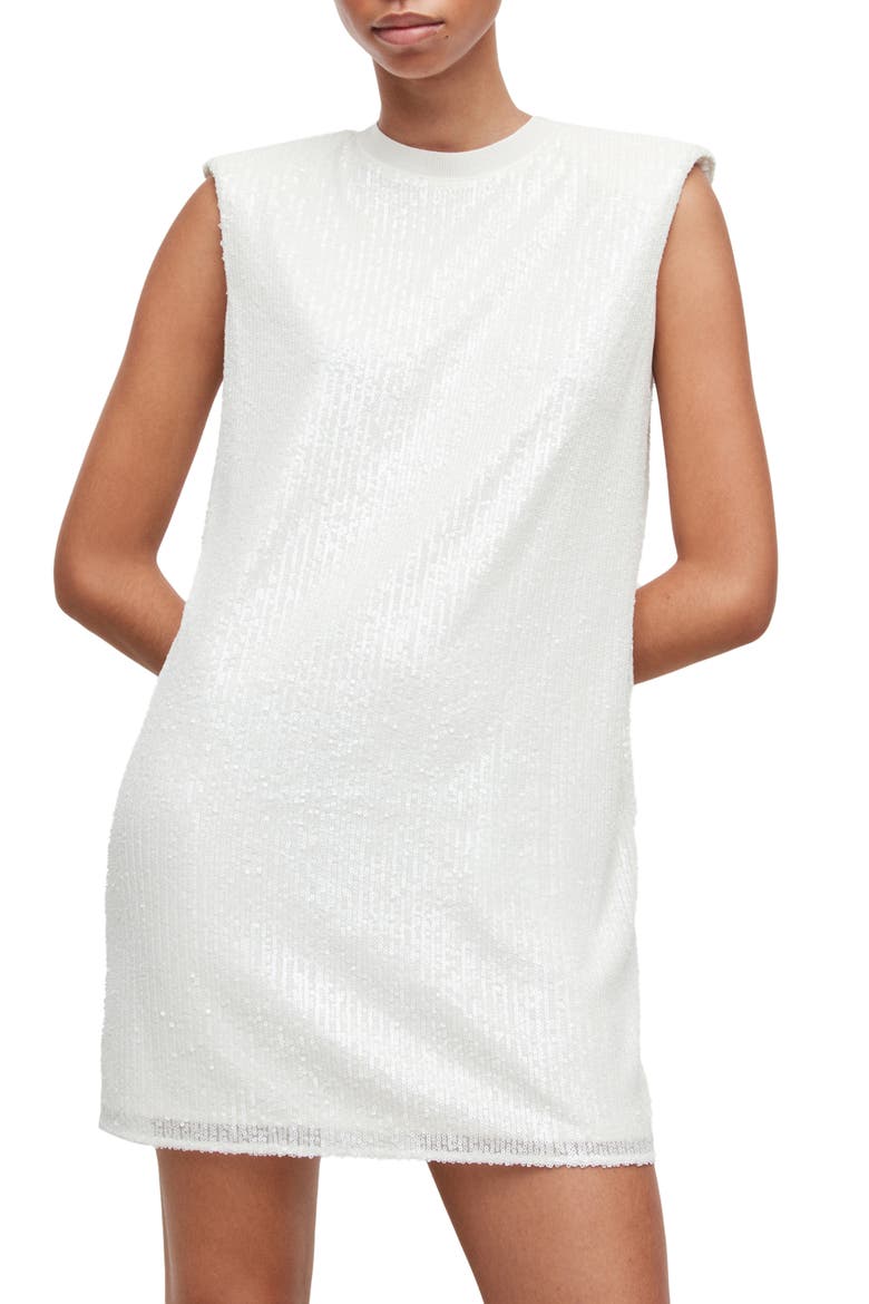 Juela Sequin Shift Dress, Alternate, color, OPAQUE WHITE