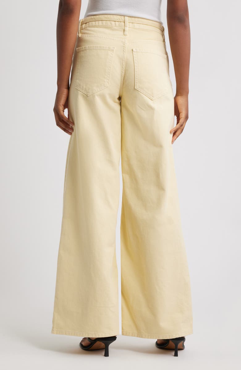 MANGO Olivia Tie Belt High Waist Wide Leg Jeans, Alternate, color, Yellow