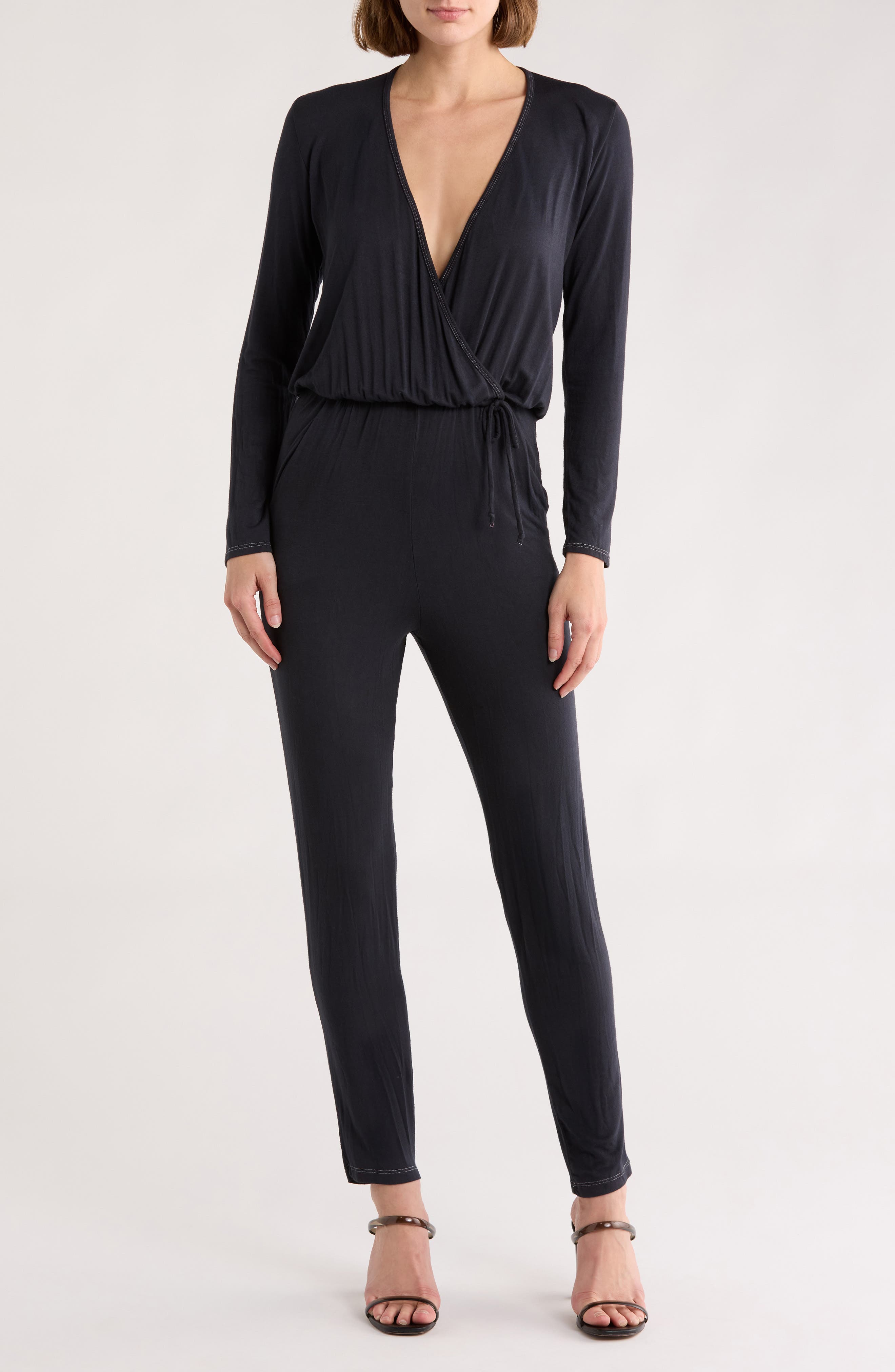 GO COUTURE Long Sleeve Tie Waist Jumpsuit