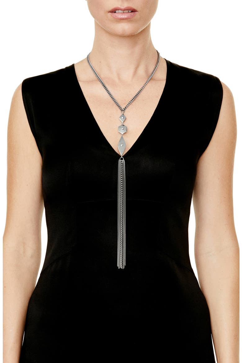 Geometric Bezel Y-Necklace, Alternate, color, STERLING SILVER