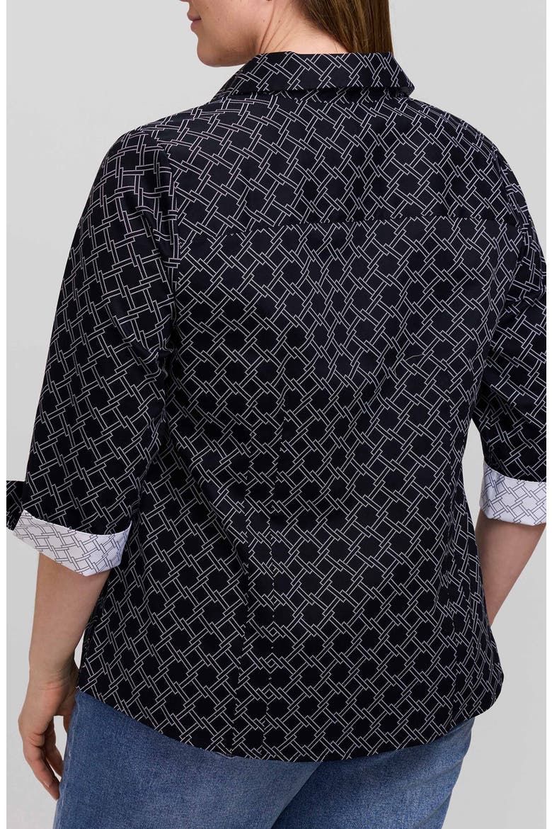 Taylor Geo Print Cotton Button-Up Shirt, Alternate, color, BLACK/ WHITE