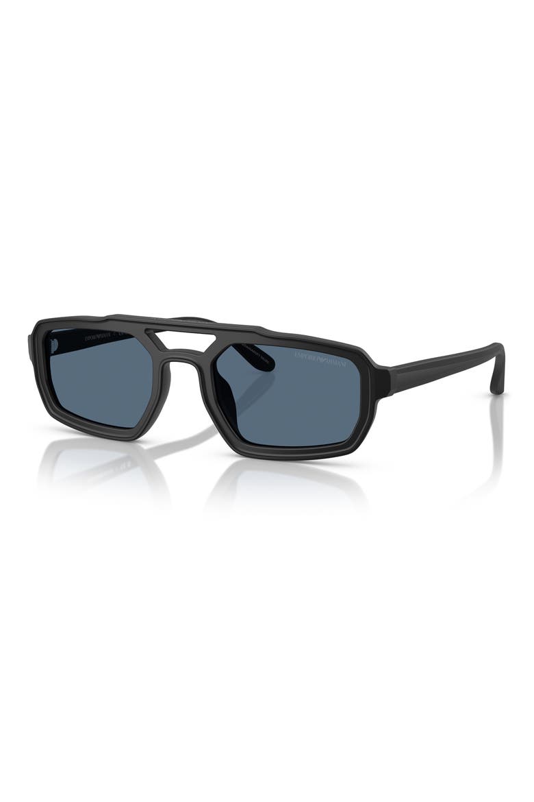 53mm Irregular Sunglasses, Alternate, color, MATTE BLACK / DARK BLUE
