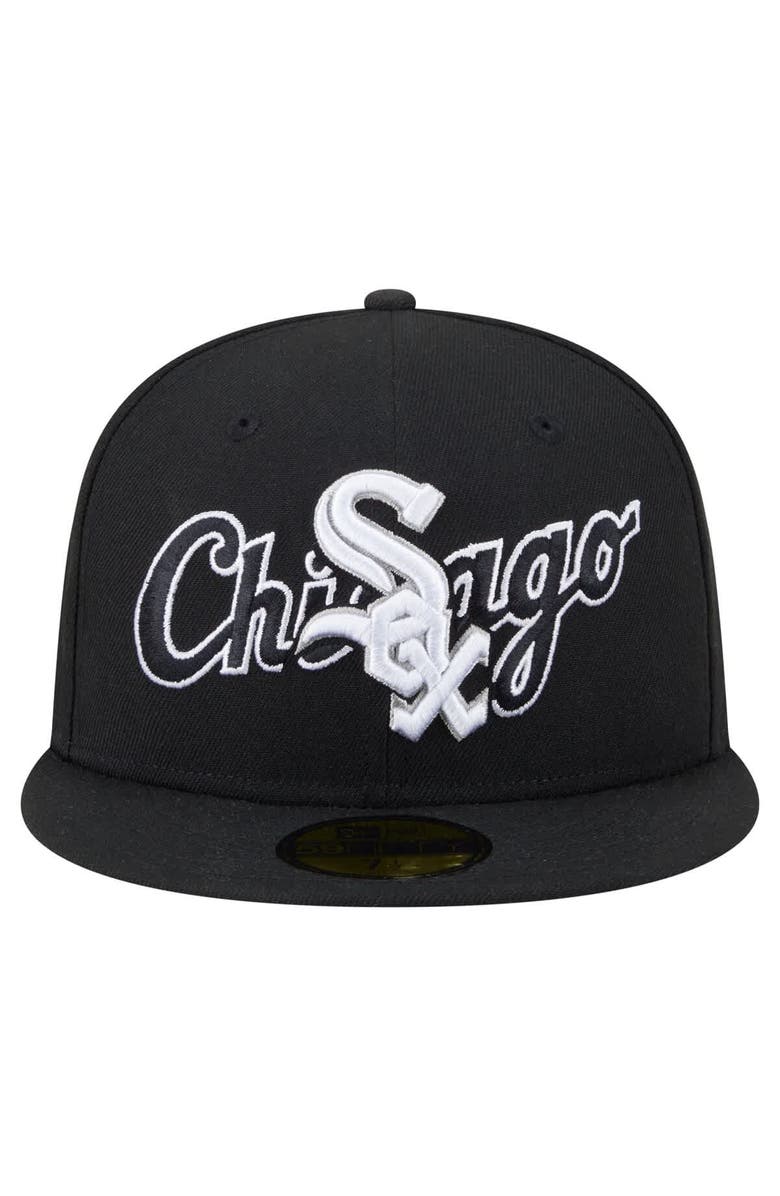 New Era Men's New Era Black Chicago White Sox Overlap 59FIFTY Fitted Hat, Alternate, color, Black