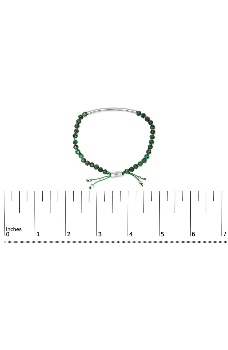 Haus of Brilliance Sterling Silver Malachite Bead Station Bracelet with Bolo Clasp, Alternate, color, Silver