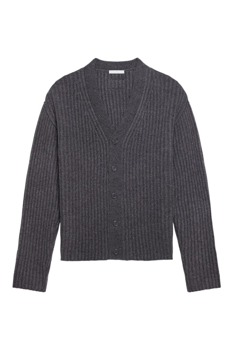 Zephir Oversize Ribbed Wool Blend Cardigan, Alternate, color, CHARCOAL