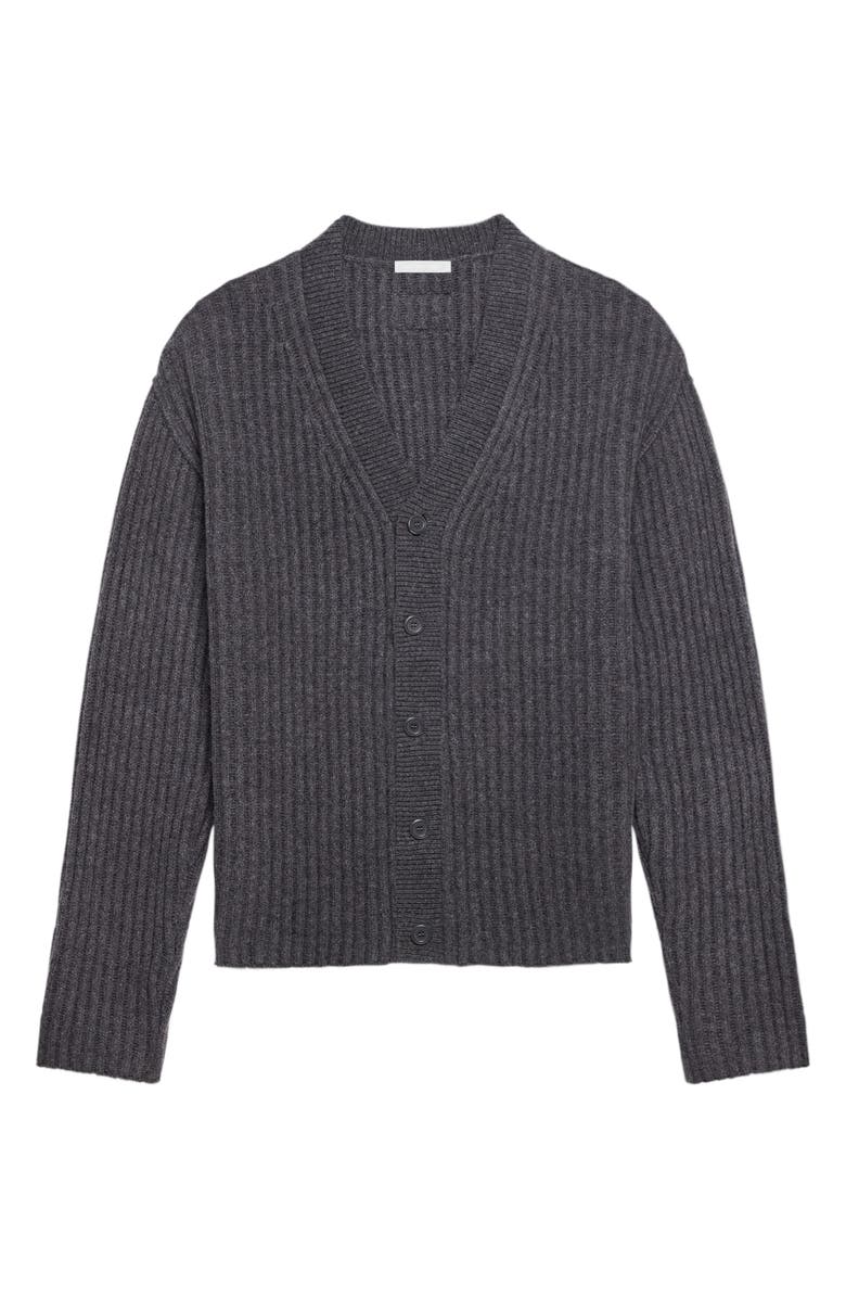 Helmut Lang Zephir Oversize Ribbed Wool Blend Cardigan, Alternate, color, Charcoal