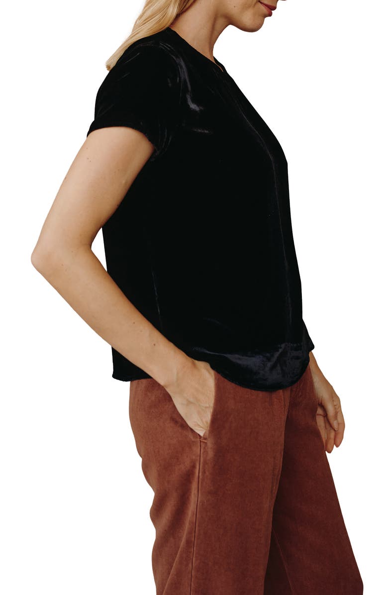 Bella Dahl Velvet Crewneck Top, Alternate, color, Black