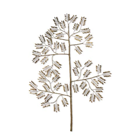 Botanical Branch Wall Art Decorative Iron Sculpture Antique Gold