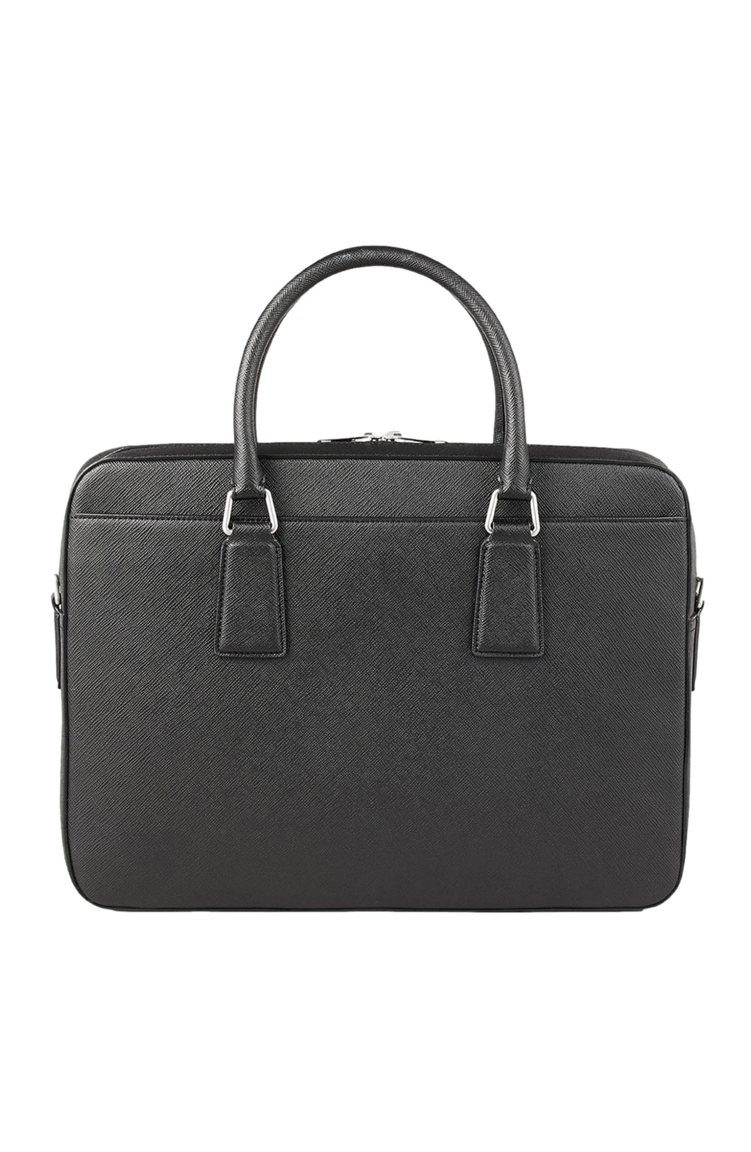SANDRO Reconstituted leather briefcase, Alternate, color, Black