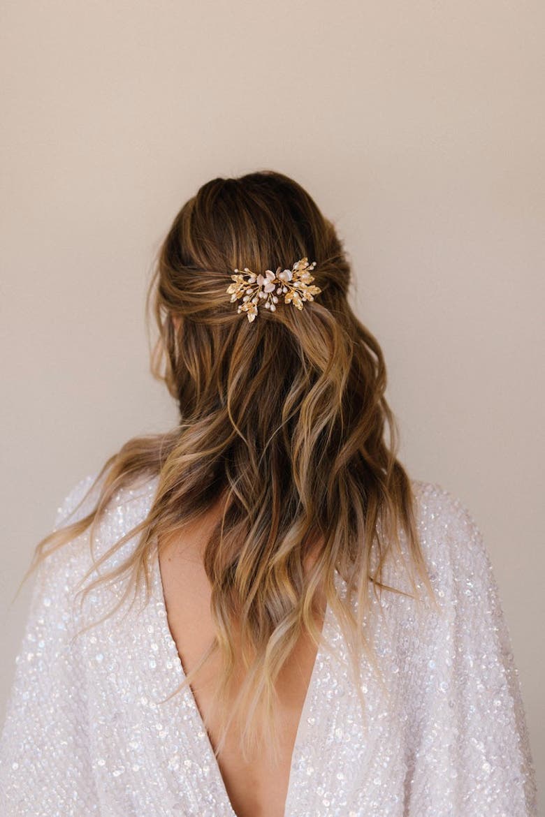 June Bridal Comb, Alternate, color, Gold