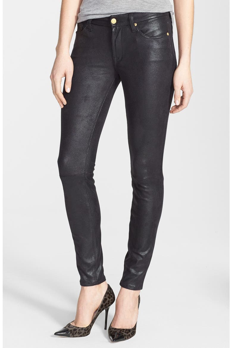 7 For All Mankind® 'The Skinny' High Rise Faux Leather Skinny Pants, Main, color, BLACK