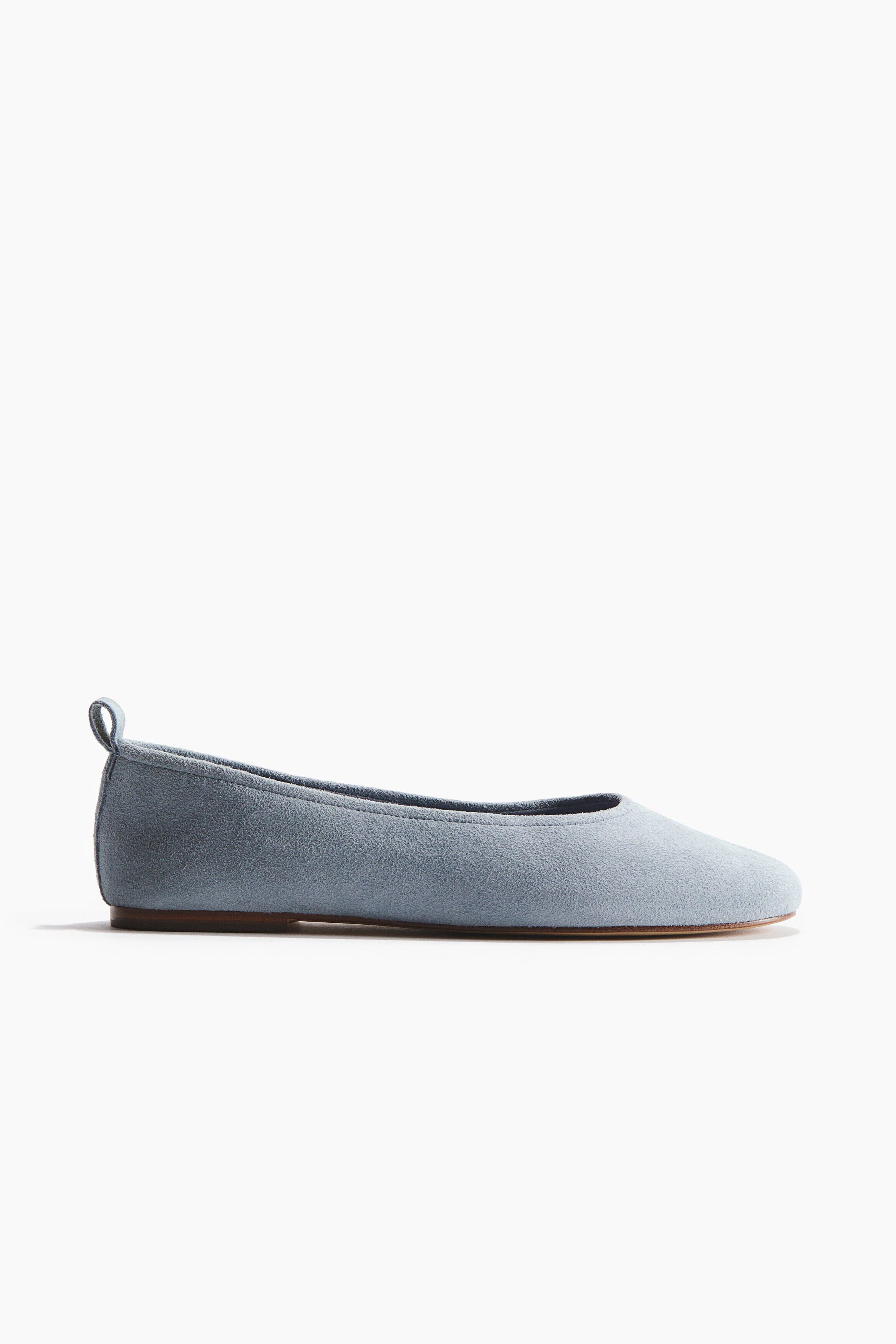 H&M Suede Ballet Flats, Alternate, color, Light Dusty Blue