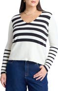 ELOQUII Abstract Striped Sweater