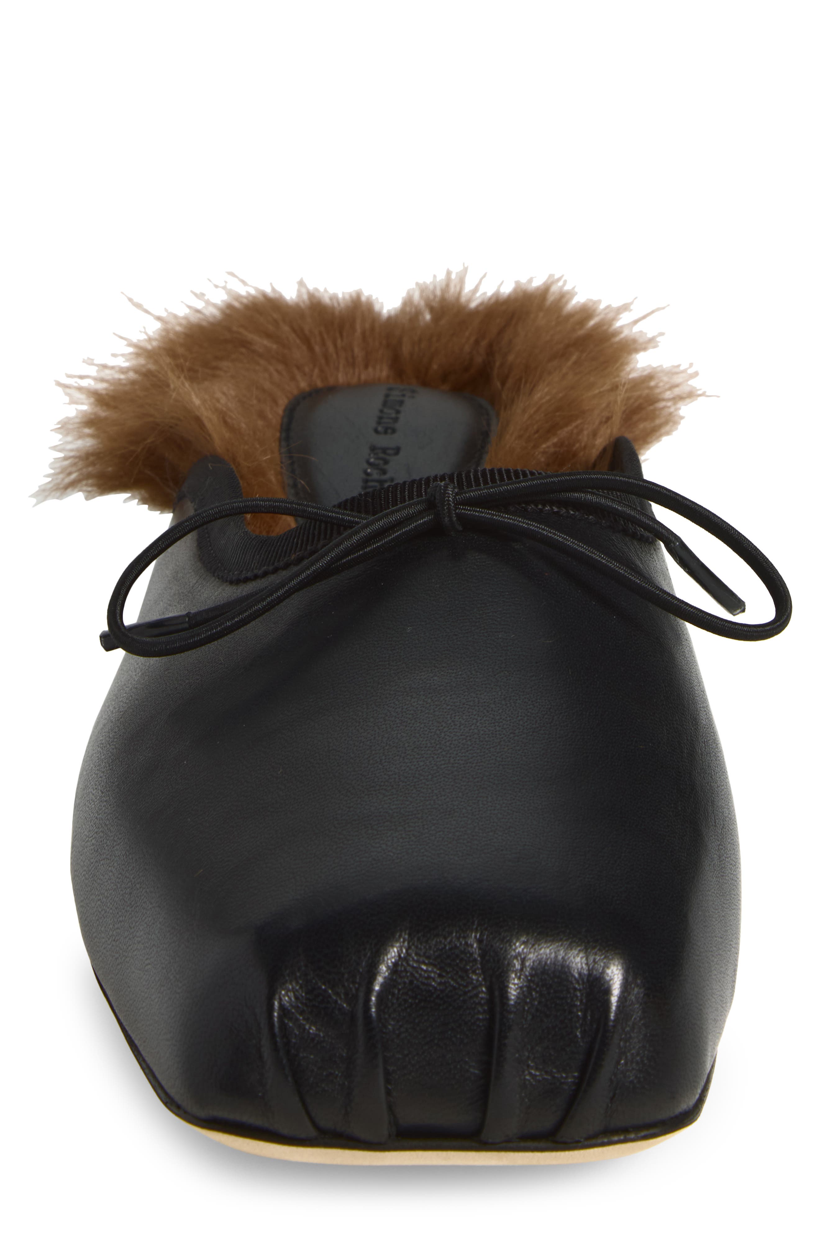 Faux Fur Lined Mule, Alternate, color, BLACK/ BROWN