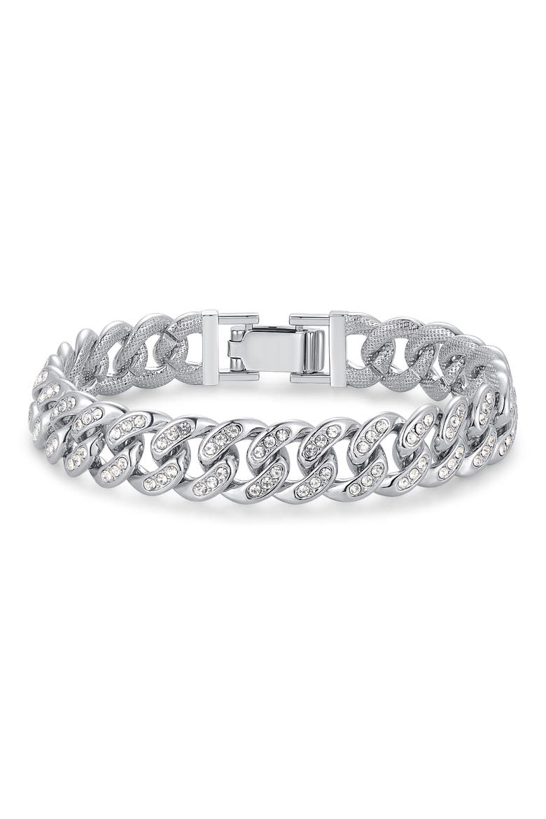 Men's Cubic Zirconia Chain Link Bracelet, Main, color, SILVER
