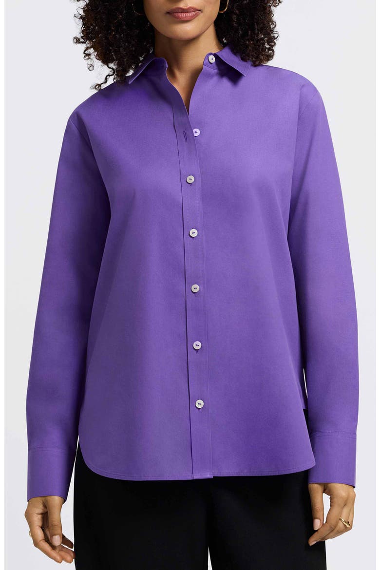 Meghan Solid Cotton Button-Up Shirt, Main, color, ROYAL PURP