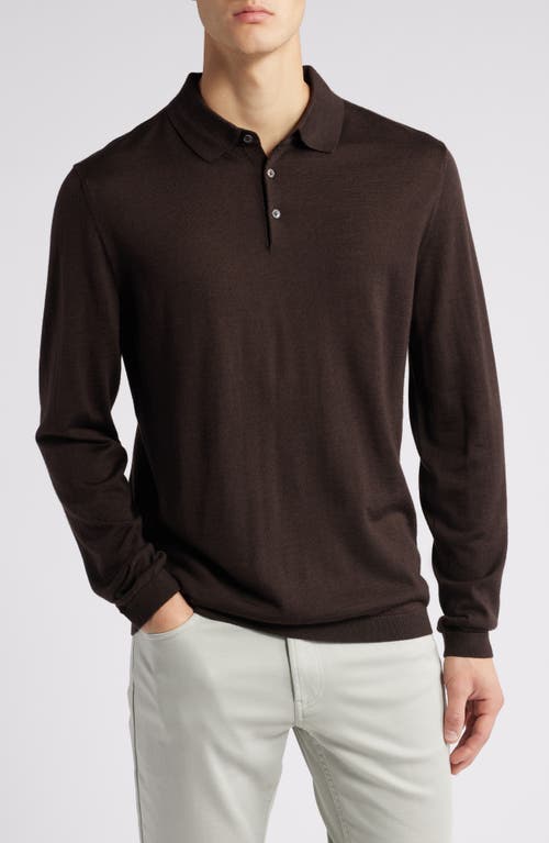 Jack Victor Redfern Long Sleeve Wool Blend Polo Sweater in Brown 