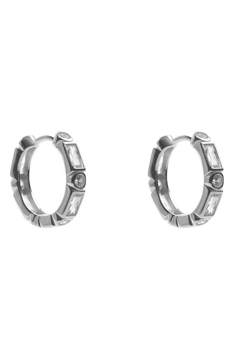 Argento Vivo Sterling Silver Cubic Zirconia Huggie Hoop Earrings, Main, color, 