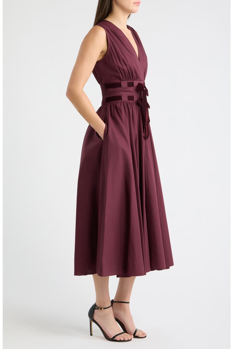 Ribbon Belt Sleeveless Midi Dress, Alternate, color, PLUM