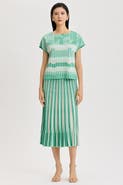 Ming Wang Geometric Jacquard Soft Knit Top