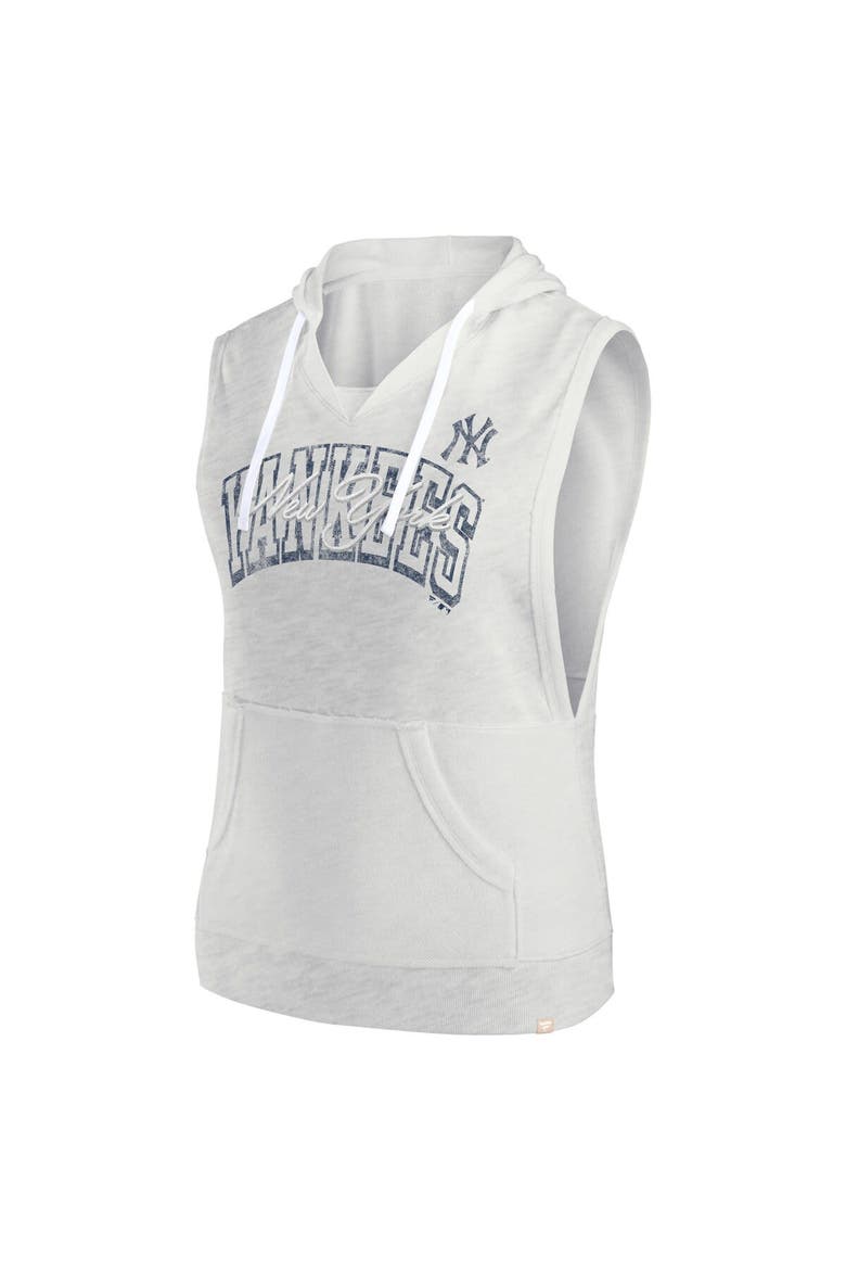 Women's Fanatics Branded Ash New York Yankees Lounge Script Sleeveless Pullover Hoodie, Alternate, color, Ash