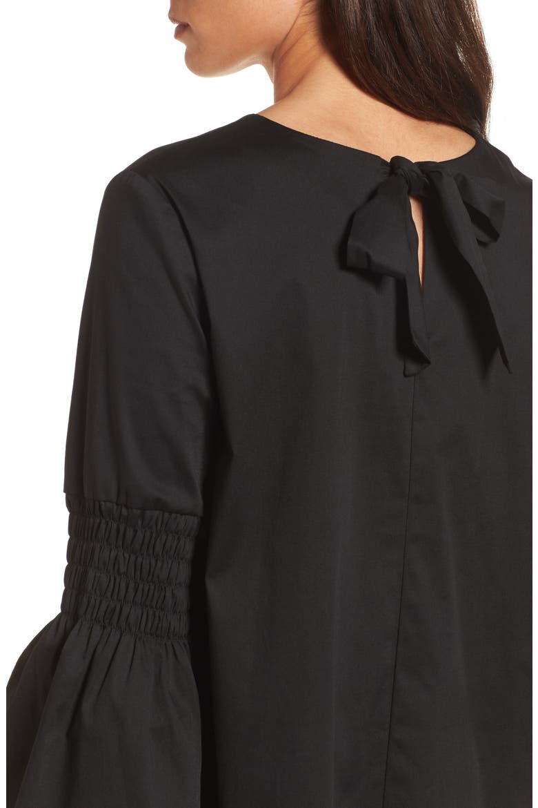 Bow Back Bell Sleeve Top, Alternate, color, BLACK