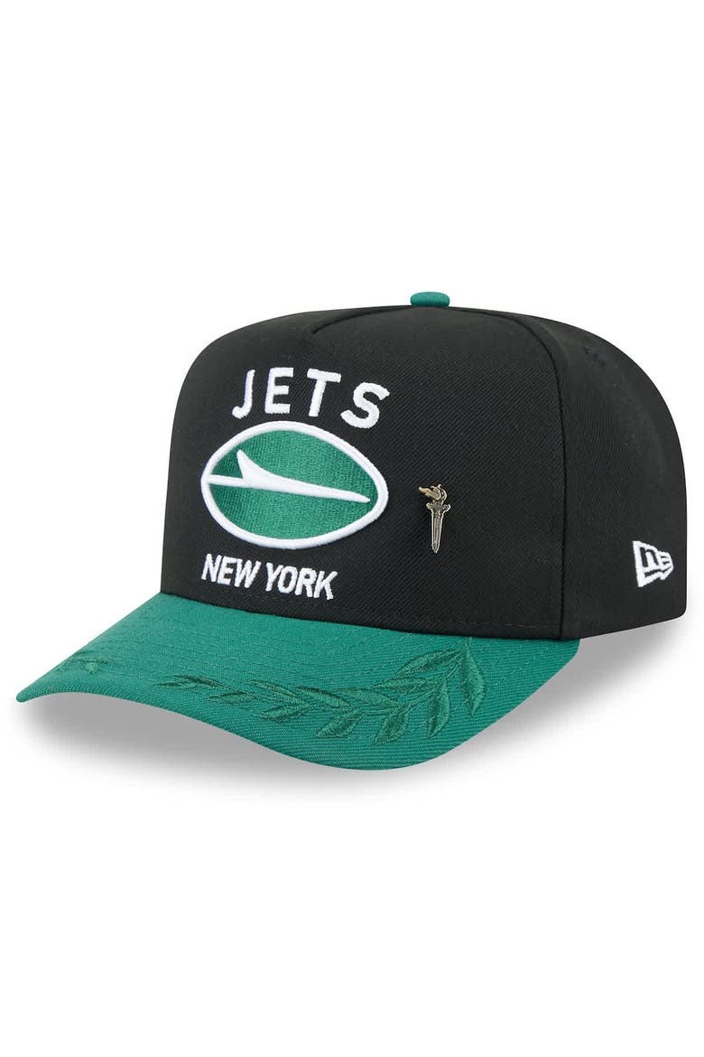 Men's New Era Black/Green New York Jets 2025 NFL Draft On Stage A-Frame 59FIFTY Fitted Hat, Main, color, Black