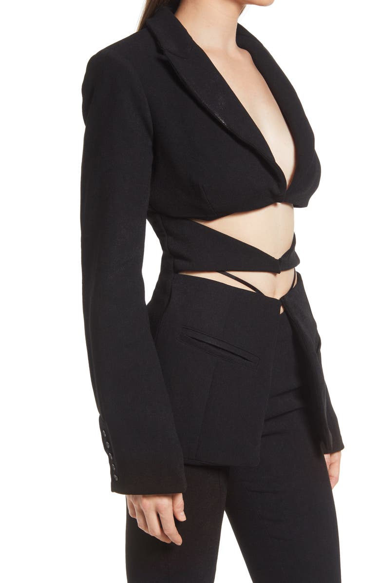 HOUSE OF CB Nour Cutout Crepe Blazer, Alternate, color, 