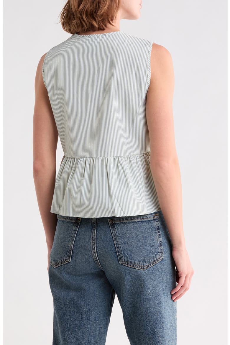 Embroidered Peplum Sleeveless Top, Alternate, color, SAGE/ WHITE