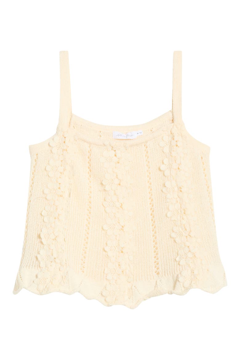Lace Appliqué Pointelle Knit Camisole, Alternate, color, CREAM