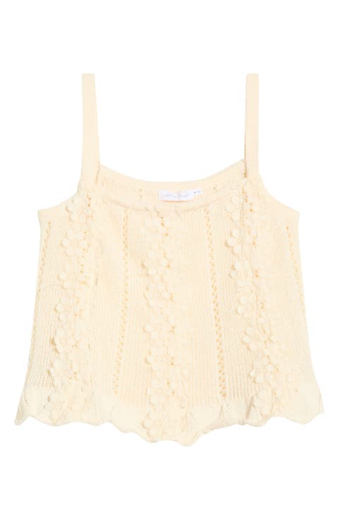 Lace Appliqué Pointelle Knit Camisole