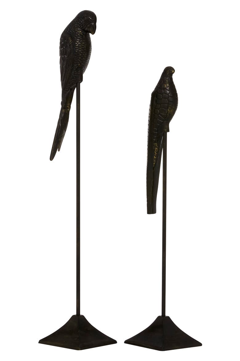 Black Aluminum Bird Sculpture - Set of 2, Main, color, BLACK