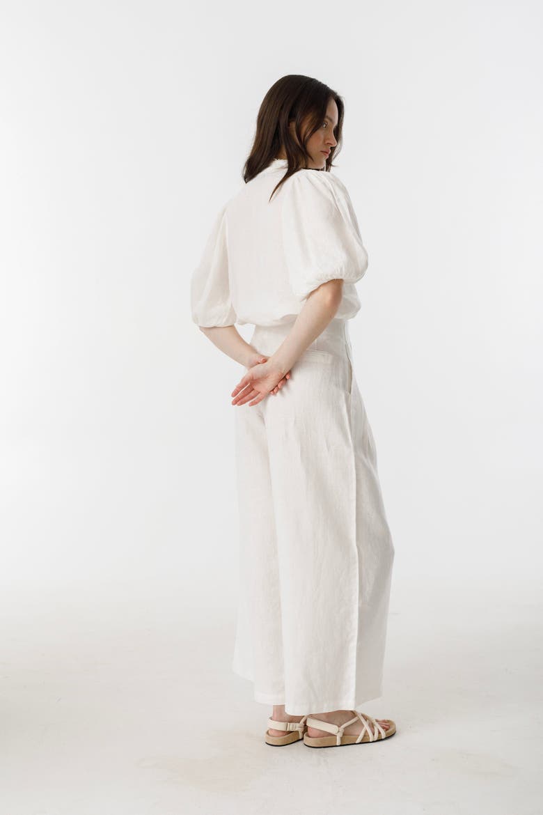 Culotte Linen Pants, Alternate, color, Off White