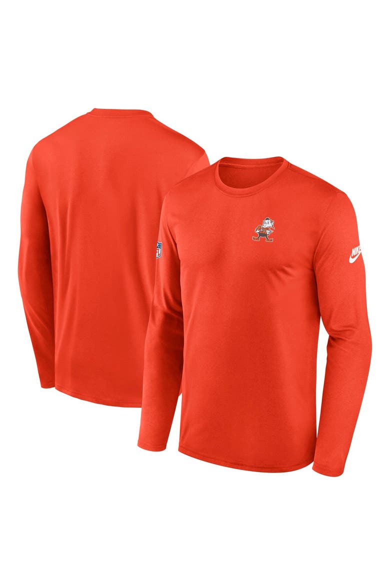 Men's Nike Orange Cleveland Browns Legend Small Logo Performance Long Sleeve T-Shirt, Main, color, Orange