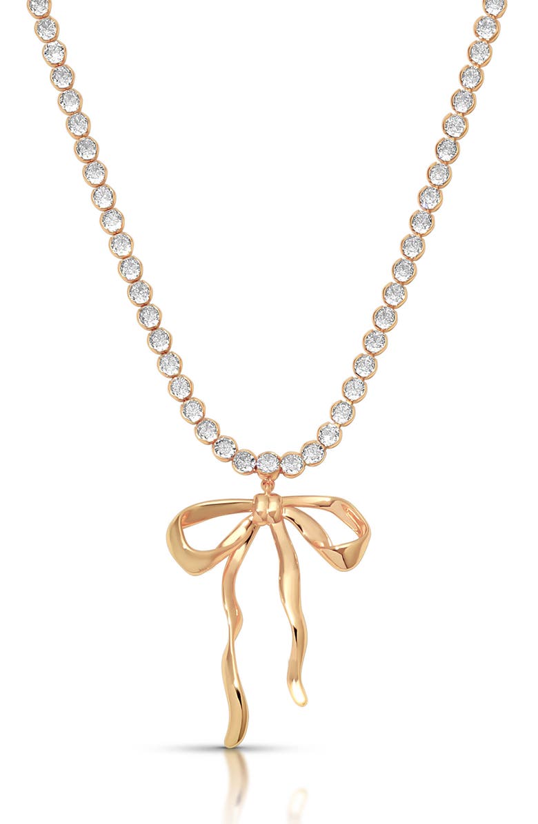 Ettika Bow Organica Pendant Tennis Necklace, Main, color, Gold
