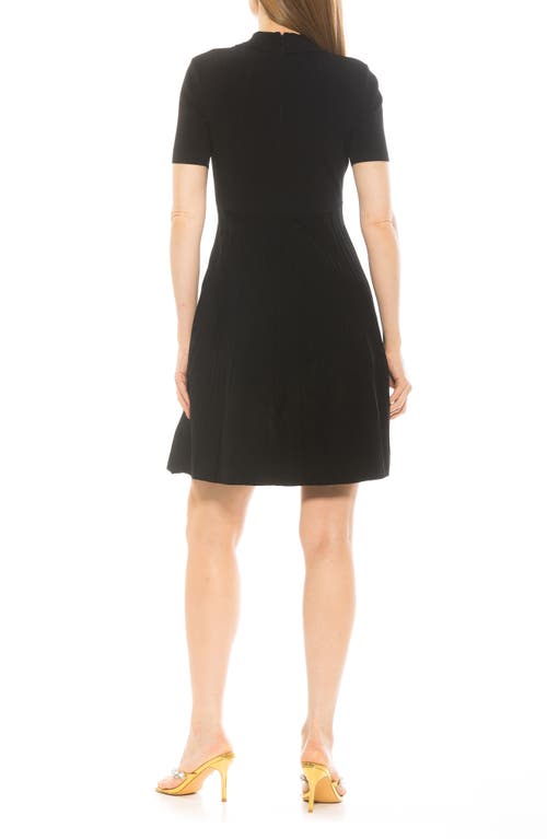Alexia Admor Soren Short Sleeve Fit & Flare Sweater Dress In Black