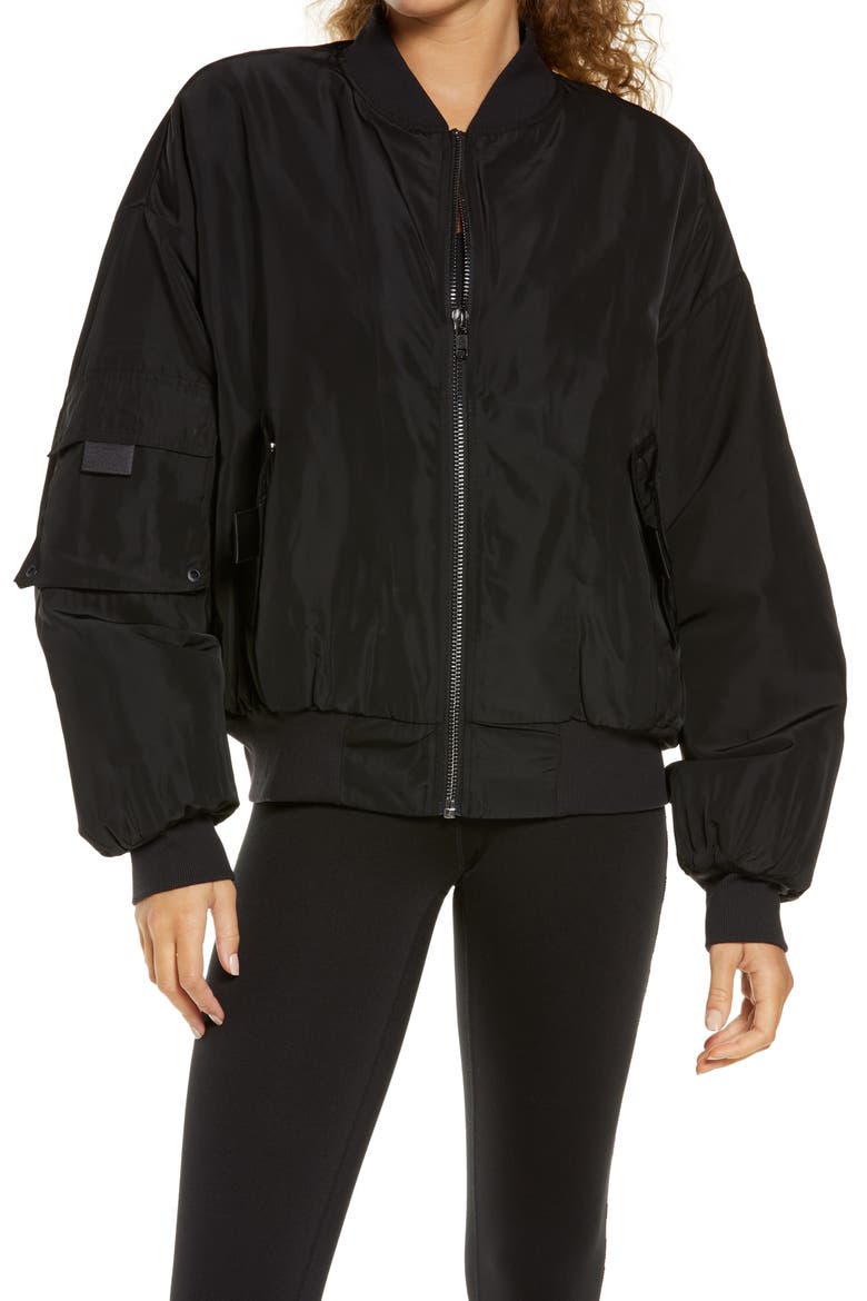 It Girl Bomber Jacket, Alternate, color, BLACK