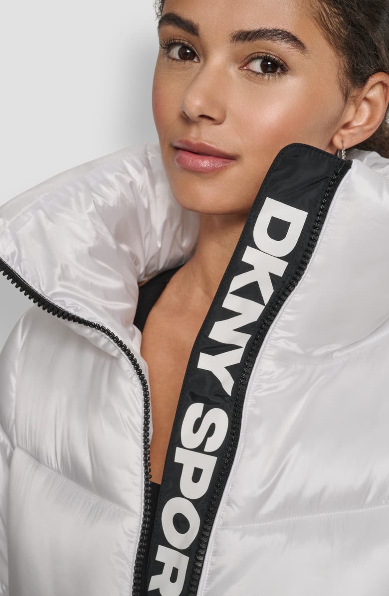 DKNY Oversize Collar Quilted Puffer Jacket, Alternate, color, Liq Wht