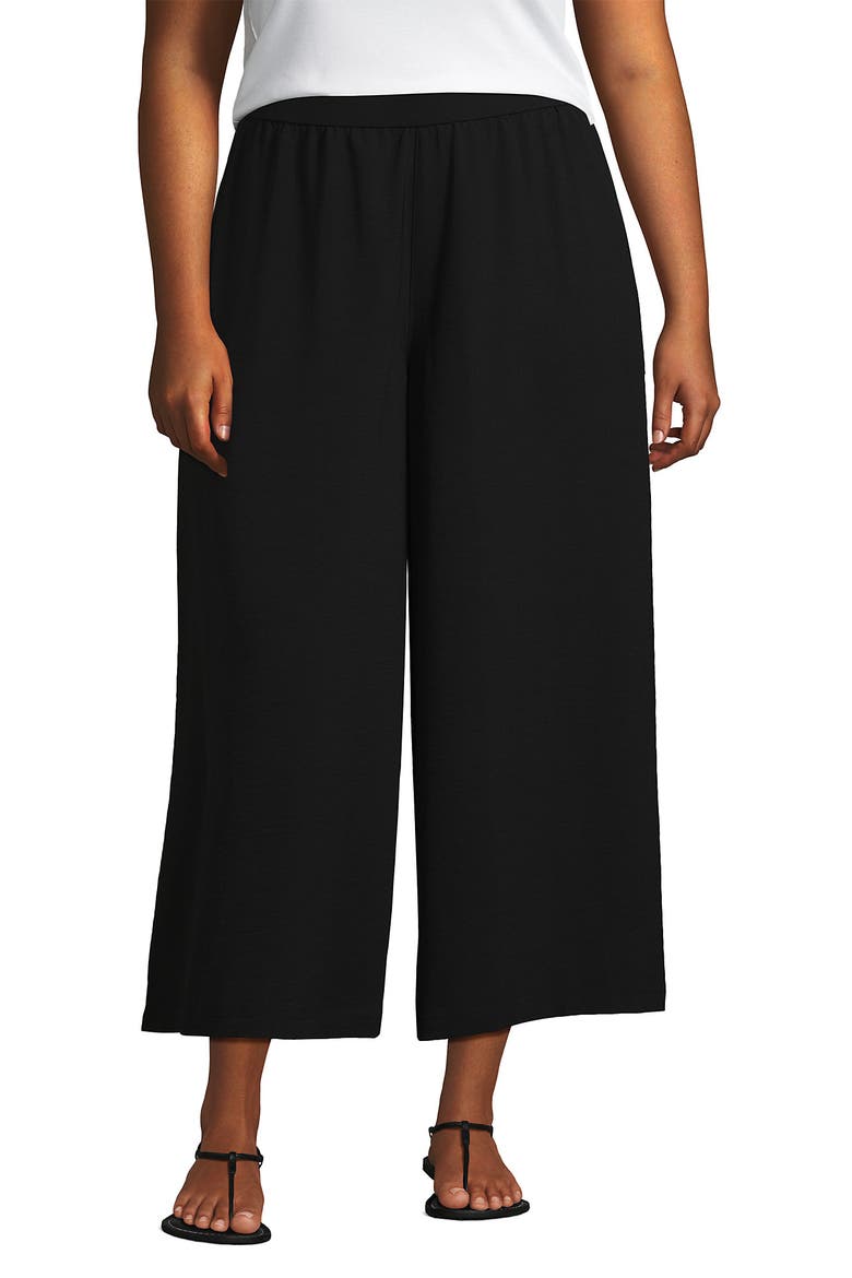 Creaseless High Rise Palazzo Crop Pants, Main, color, Black