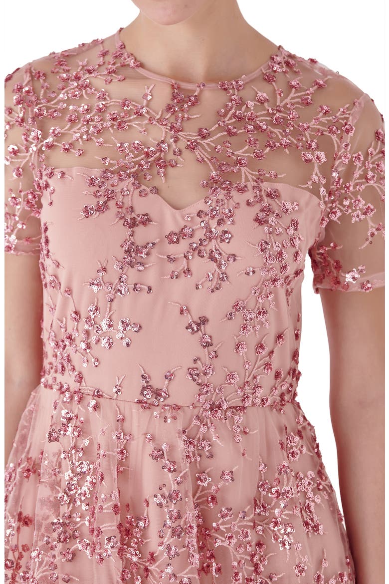 Sequin Embroidered Tiered Dress, Alternate, color, PINK