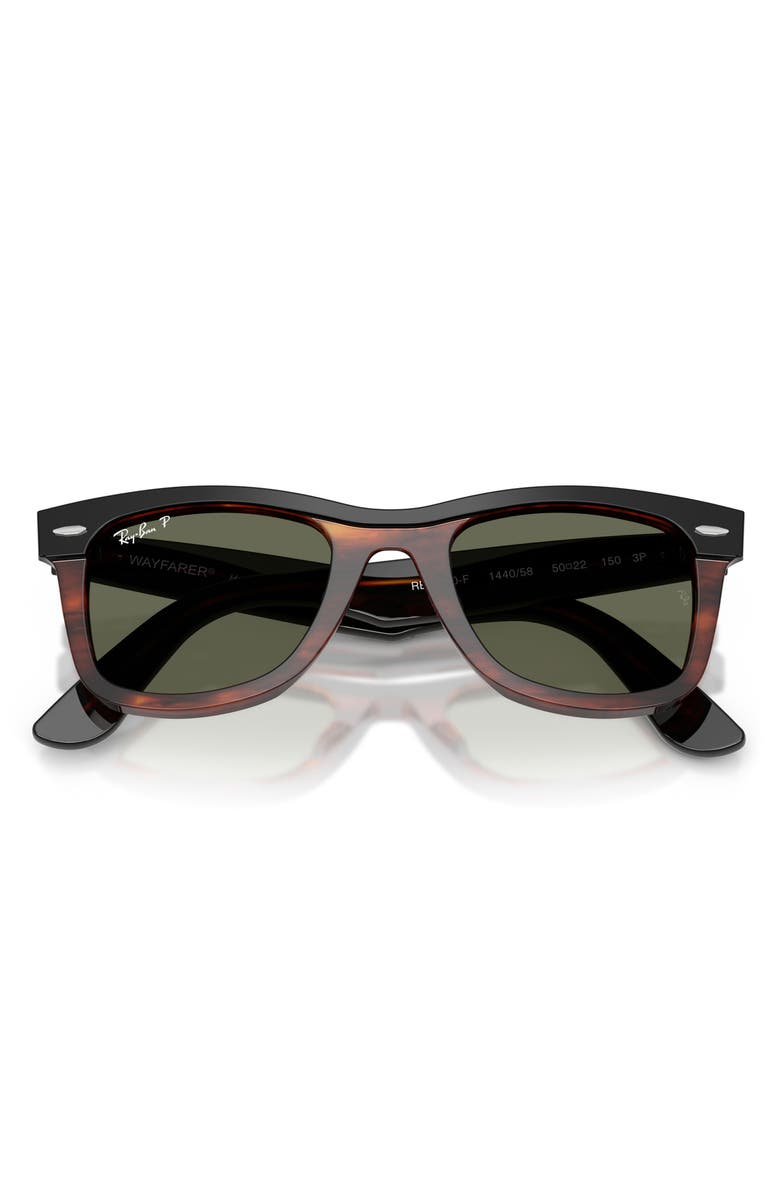 Ray-Ban 52mm Wayfarer Polarized Square Sunglasses, Alternate, color, Black On Havana / Polar Green
