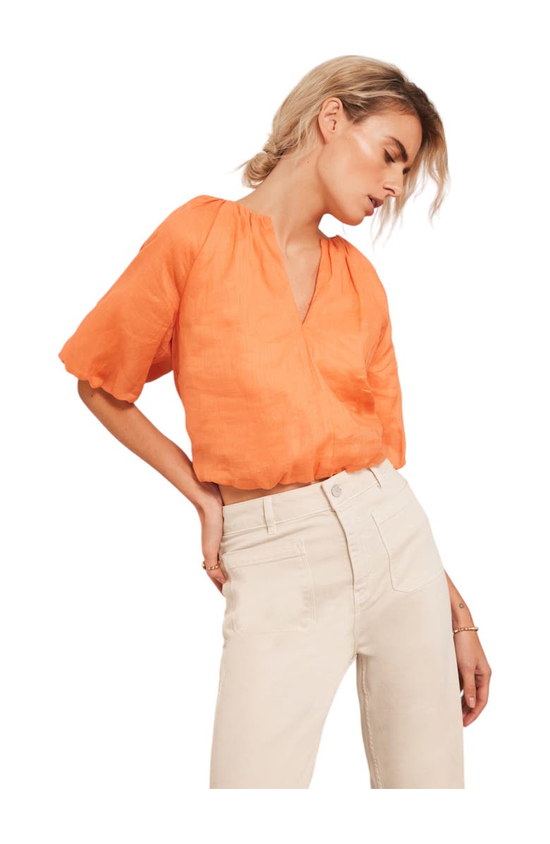 MINT VELVET Puff Sleeve Top, Alternate, color, Orange