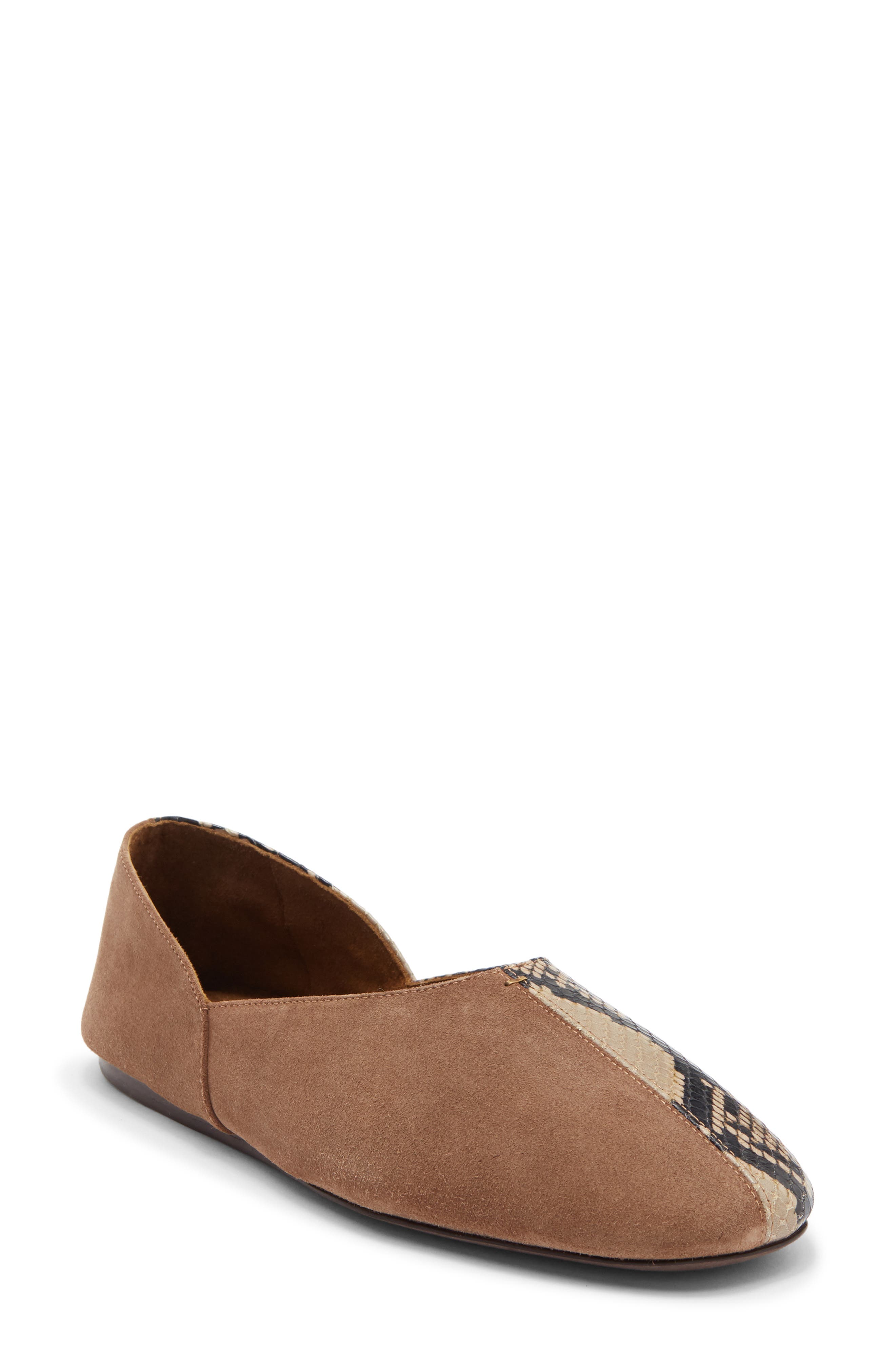 Khaite Jane Snakeskin Embossed Ballet Flat, Main, color, Dattero