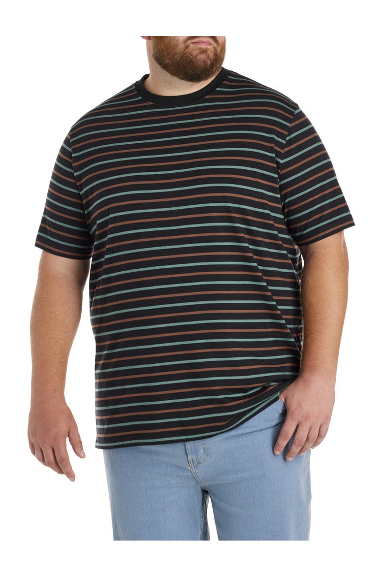Big & Tall Moisture-Wicking Striped T-Shirt V2, Main, color, CAVIAR MULTI
