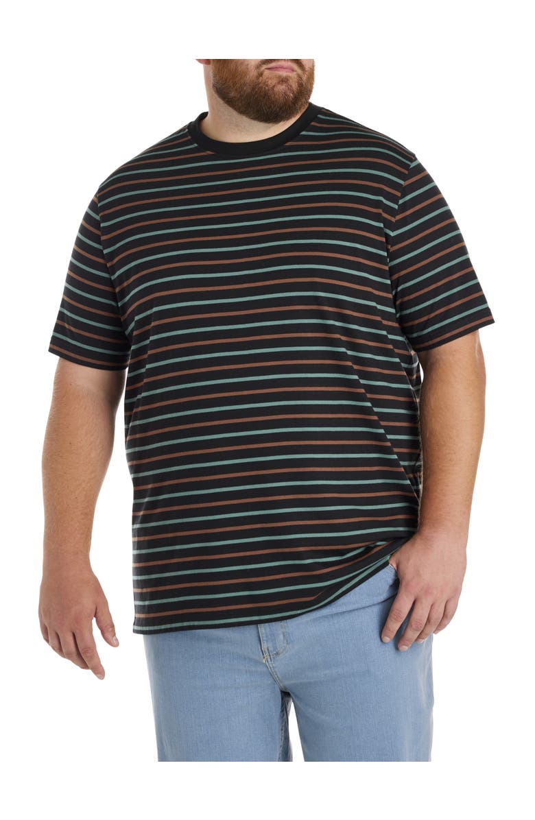 Harbor Bay by DXL Big & Tall Moisture-Wicking Striped T-Shirt V2, Main, color, Caviar Multi