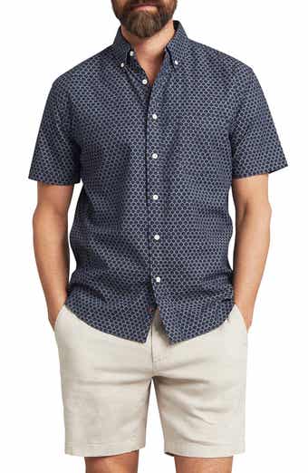 Faherty Playa Regular Fit Print Short Sleeve Button-Down Shirt